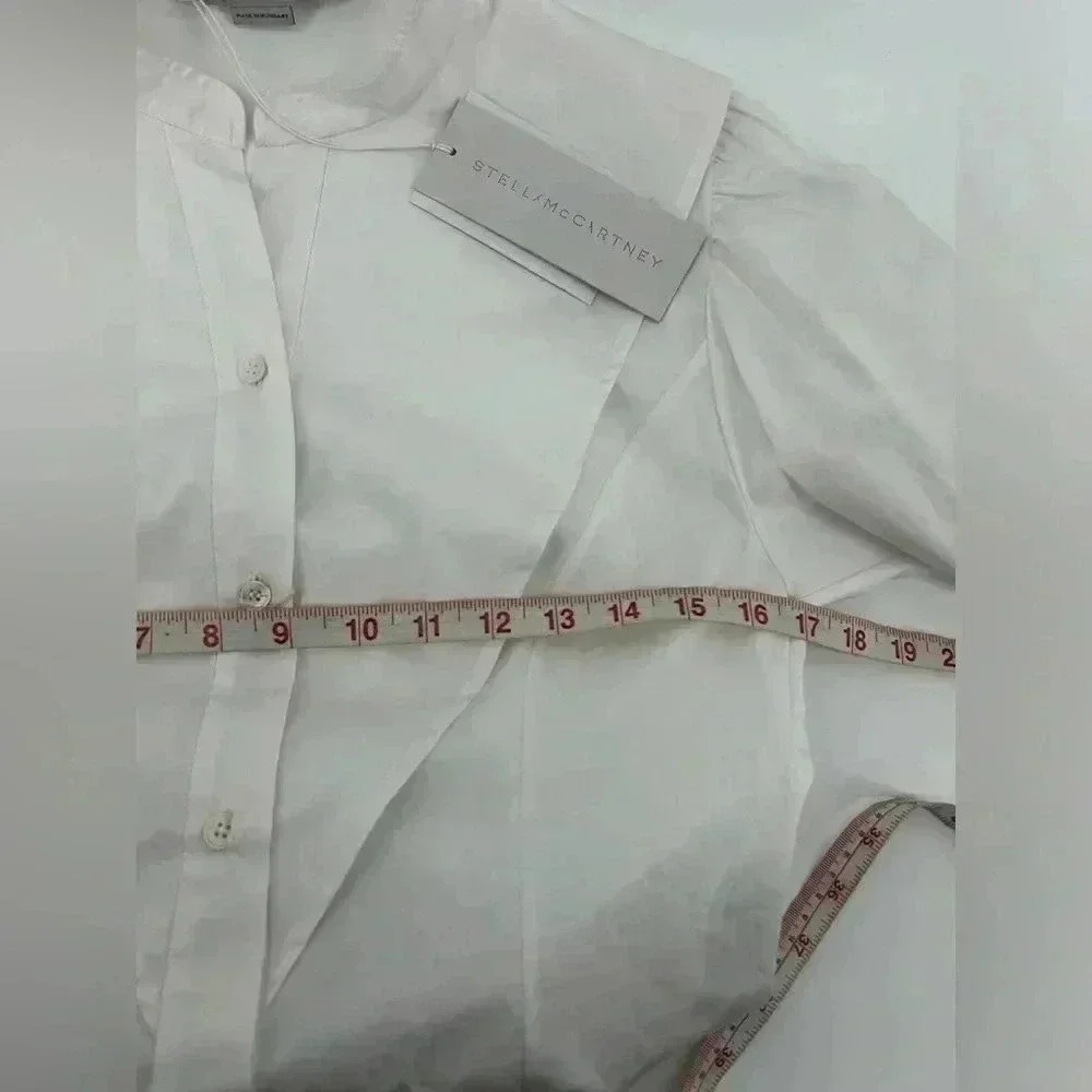 Stella McCartney Collarless Button Down Blouse Wh… - image 7